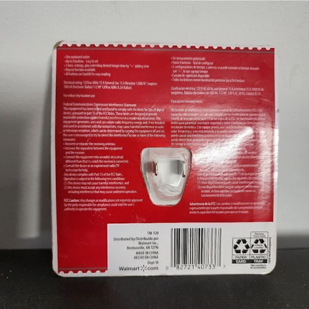 Holiday Time Indoor Countdown Timer Repeat Function 15A One Polarized Outlet - Picture 2 of 2